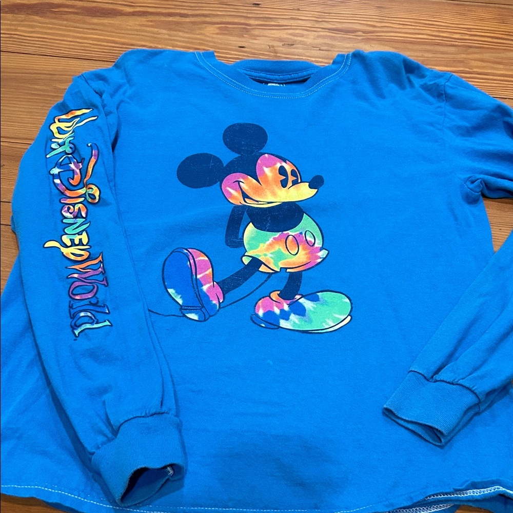Disney Blue Tie-Dye Mickey Mouse Long Sleeve Shirt